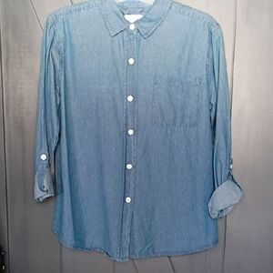 Women's Blue Button Down Denim Shirt